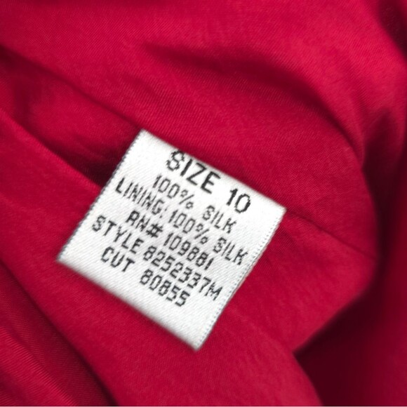 Y2k Donna Ricco 100% Silk Babydoll Halter Dress Red Black Ruffle Hem Open Back - Picture 8 of 16